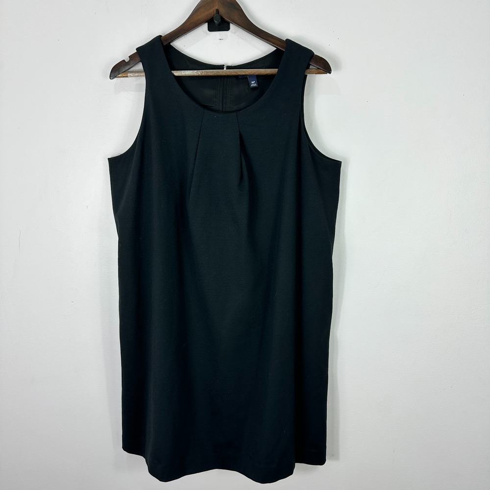 Lands' End Dress 16P Black Sleeveless Sheath‎ Career Chic Minimalist Classic LBD